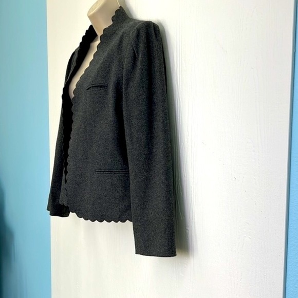 Whip O Will - Vintage Charcoal Gray Scalloped Edge Lined Blazer W Pockets SZ 14 - Picture 5 of 13